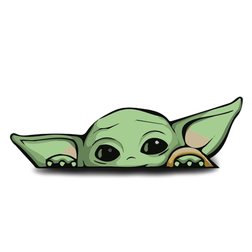 Baby Yoda asomándose